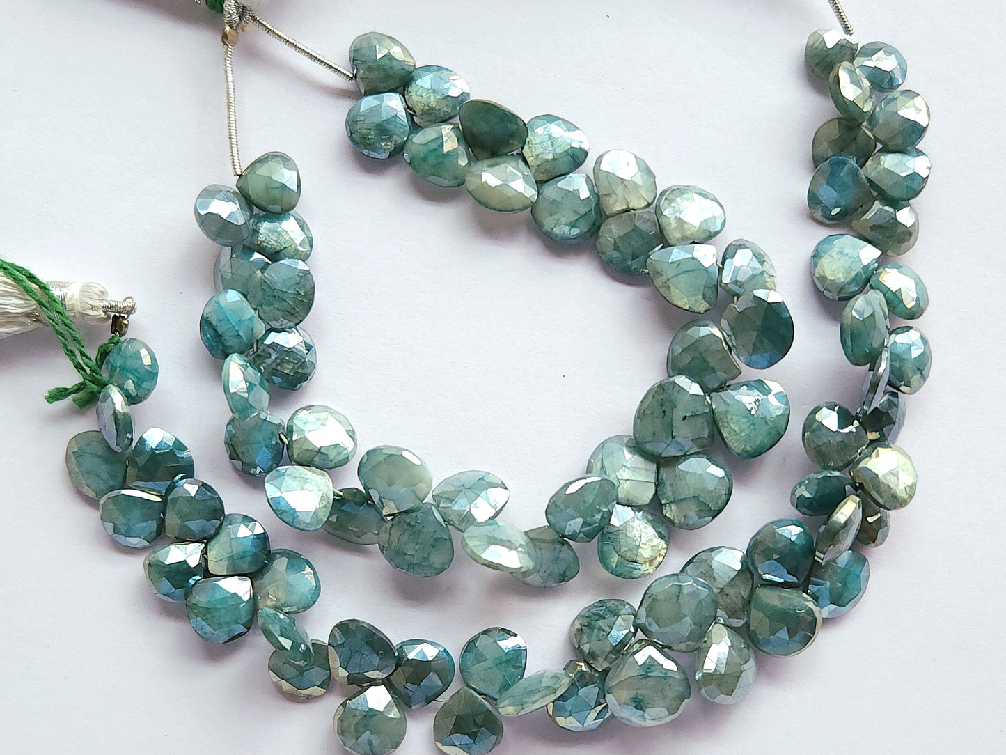 Blue Moonstone Coated Heart Shape Beads