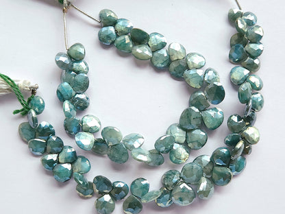 Blue Moonstone Coated Heart Shape Beads