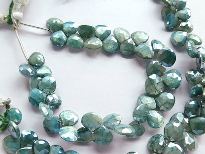 Blue Moonstone Coated Heart Shape Beads