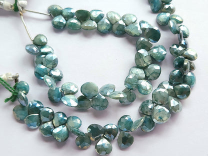Blue Moonstone Coated Heart Shape Beads