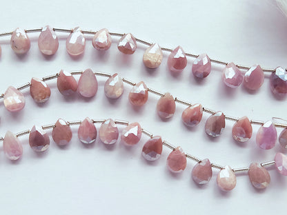 Pink Moonstone Coated Faceted Pear Shape Briolette Beads