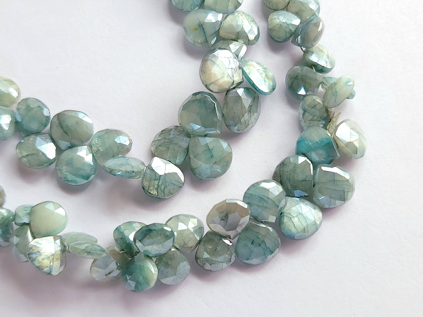 Blue Moonstone Coated Heart Shape Beads