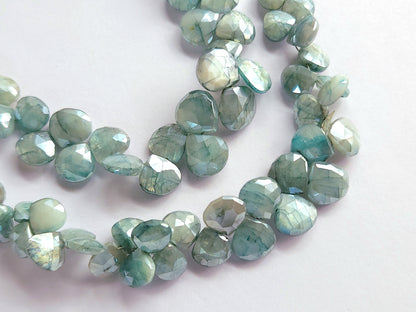 Blue Moonstone Coated Heart Shape Beads