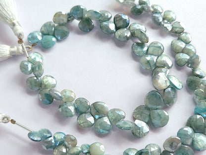Blue Moonstone Coated Heart Shape Beads