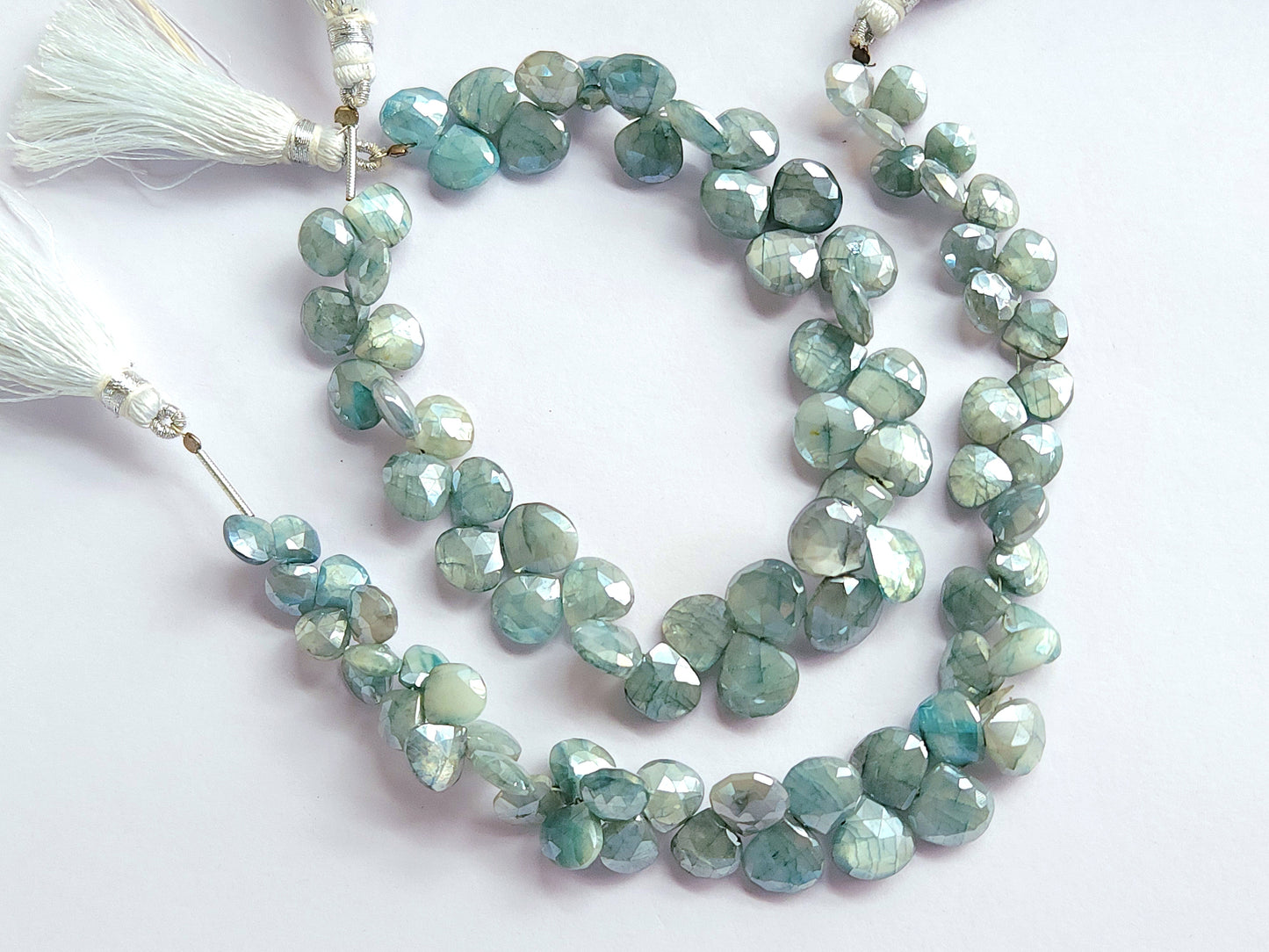 Blue Moonstone Coated Heart Shape Beads
