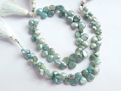 Blue Moonstone Coated Heart Shape Beads