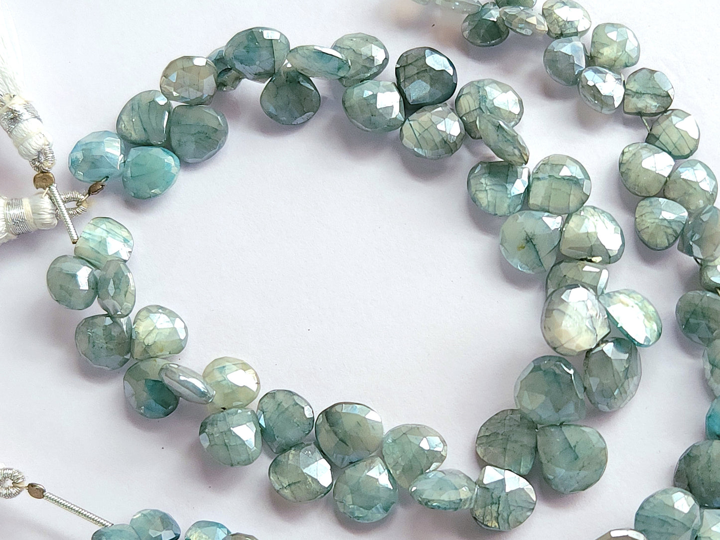 Blue Moonstone Coated Heart Shape Beads
