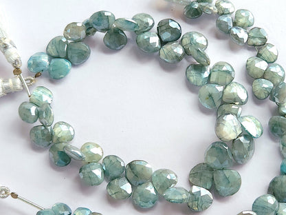 Blue Moonstone Coated Heart Shape Beads