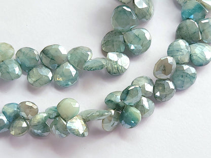 Blue Moonstone Coated Heart Shape Beads