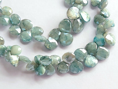 Blue Moonstone Coated Heart Shape Beads
