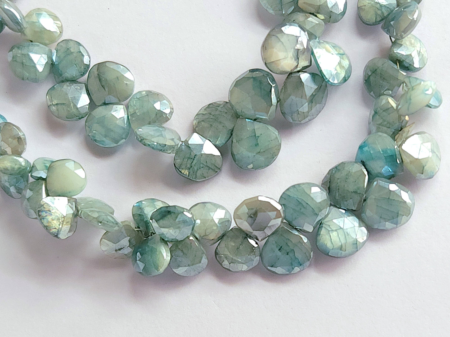 Blue Moonstone Coated Heart Shape Beads