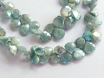 Blue Moonstone Coated Heart Shape Beads