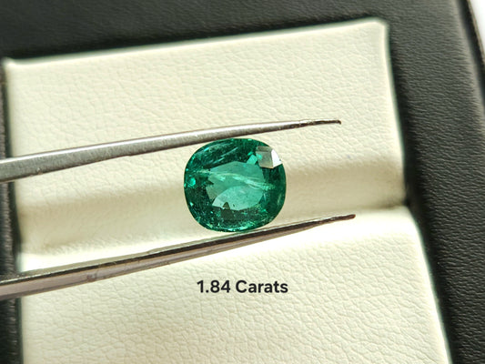 1.84 Carats Natural Zambian Emerald Cushion Shape Gemstone