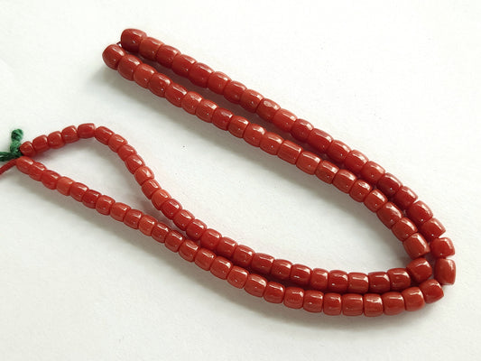 AAA Natural Italian Coral Barrel Shape Beads