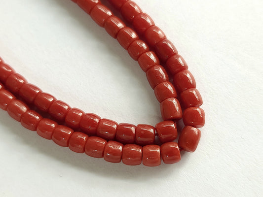 AAA Natural Italian Coral Barrel Shape Beads