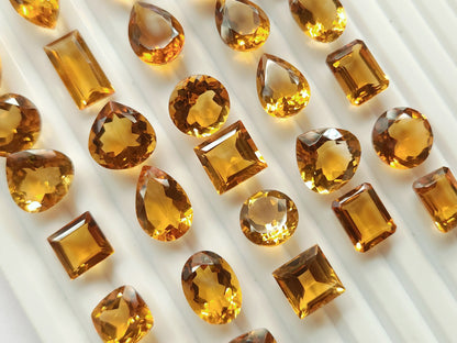 AAA Natural Citrine (Brandy) Gemstone Loose Cut Stone Lot