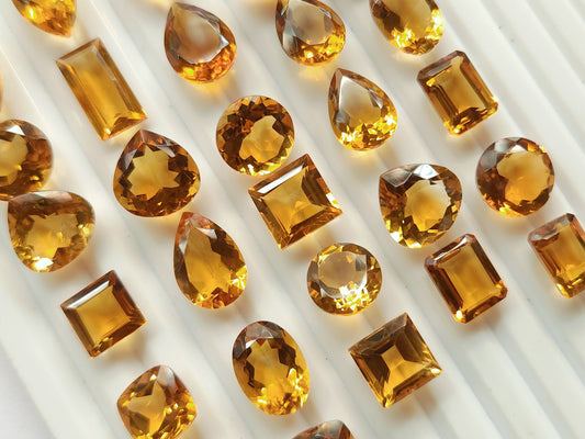 AAA Natural Citrine (Brandy) Gemstone Loose Cut Stone Lot