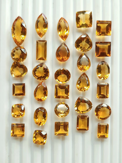AAA Natural Citrine (Brandy) Gemstone Loose Cut Stone Lot