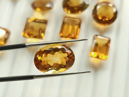 AAA Natural Citrine (Brandy) Gemstone Loose Cut Stone Lot