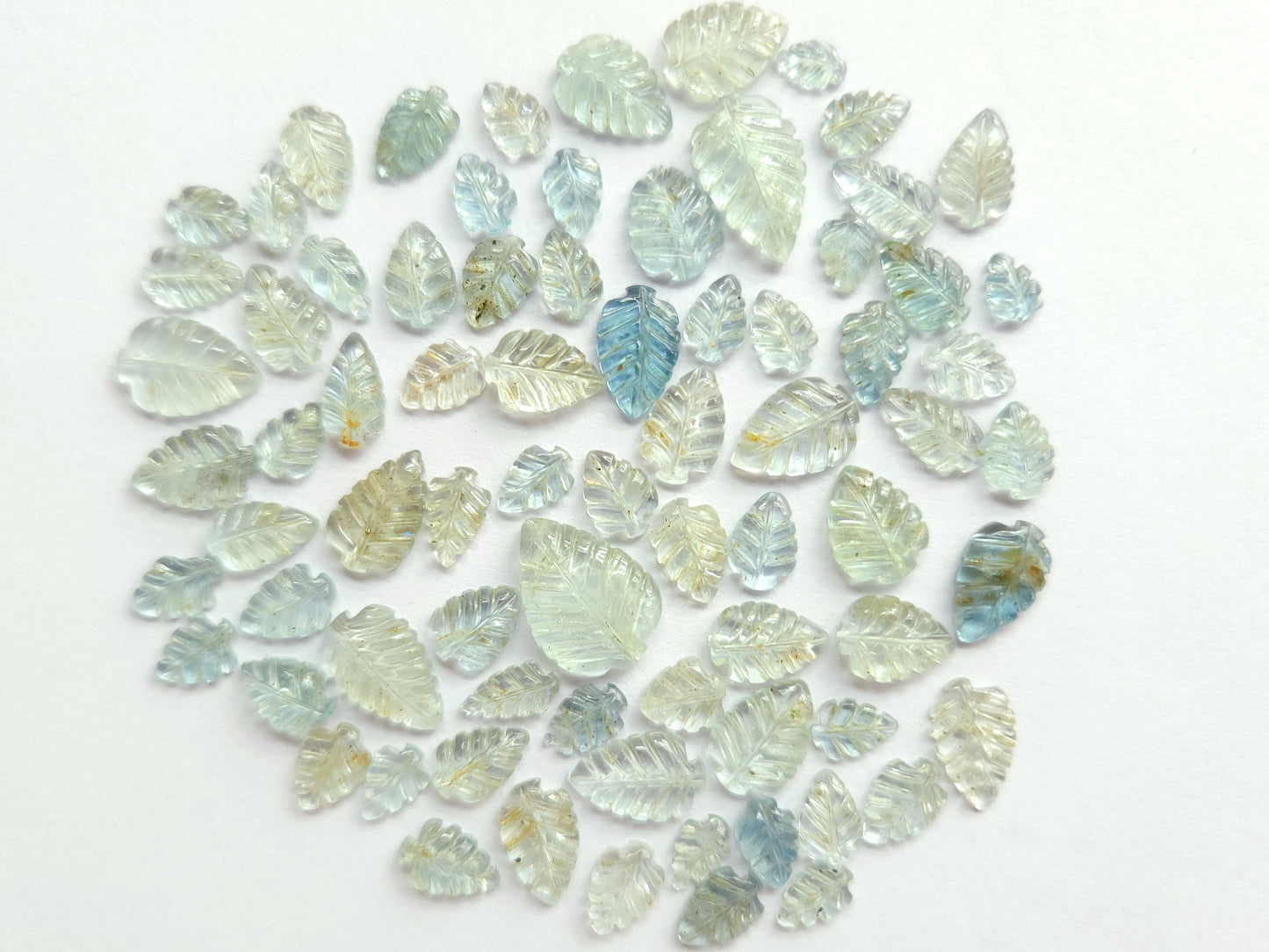 Natural Aquamarine Hand carved Leaf shape loose pieces