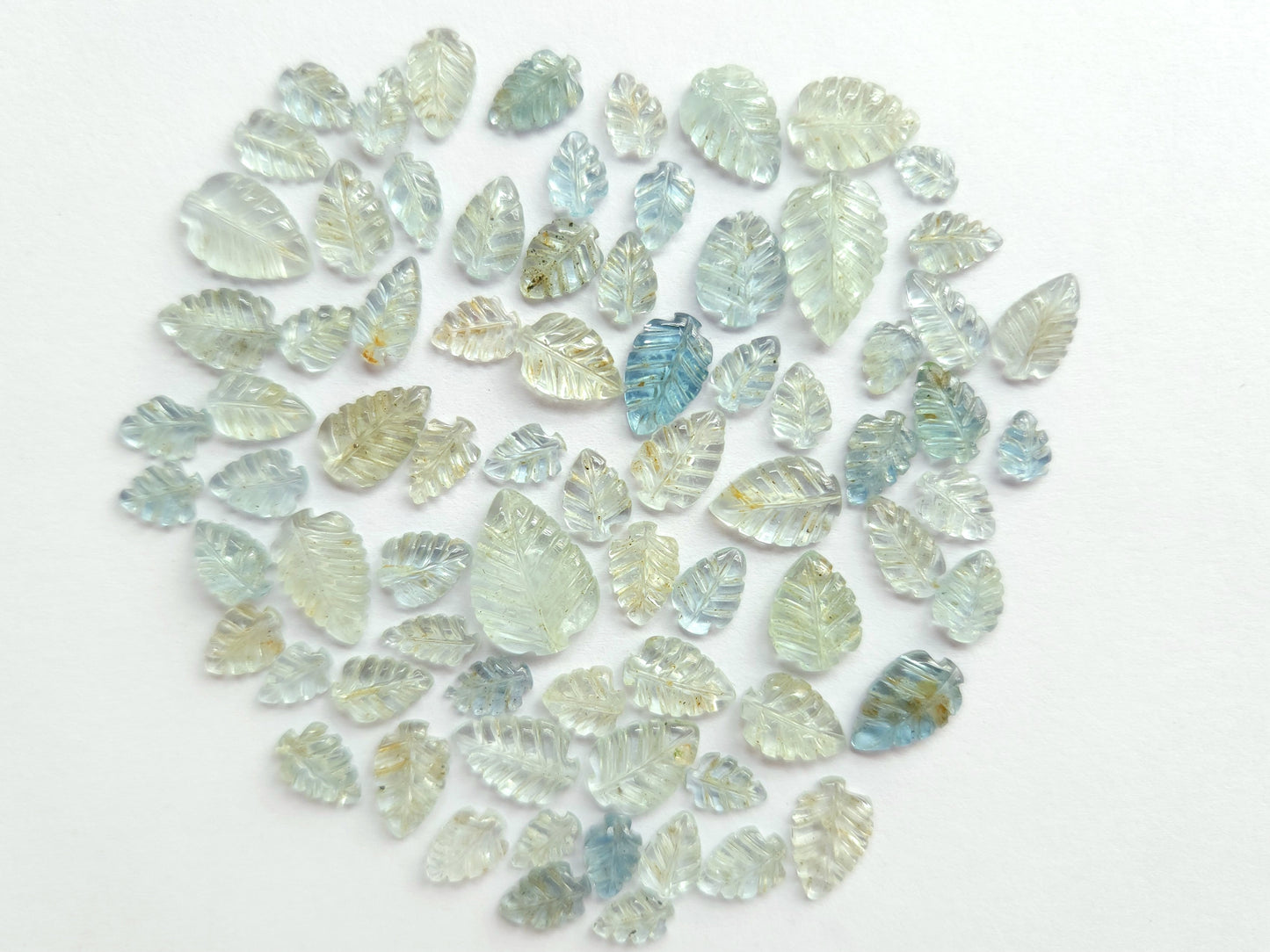 Natural Aquamarine Hand carved Leaf shape loose pieces