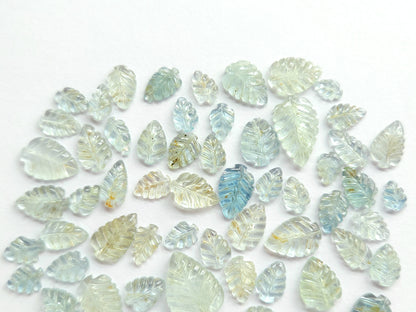 Natural Aquamarine Hand carved Leaf shape loose pieces