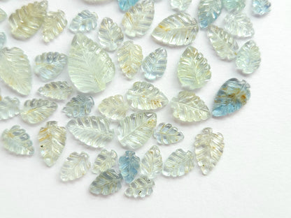 Natural Aquamarine Hand carved Leaf shape loose pieces