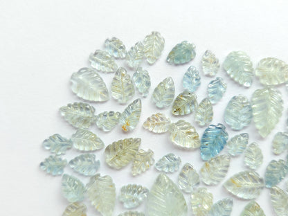 Natural Aquamarine Hand carved Leaf shape loose pieces