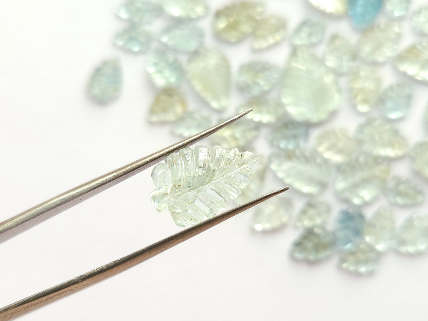 Natural Aquamarine Hand carved Leaf shape loose pieces