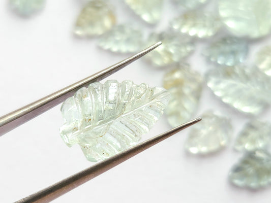 Natural Aquamarine Hand carved Leaf shape loose pieces