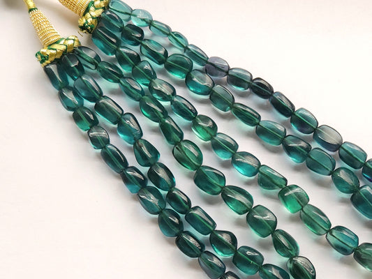 Natural Greenish Blue Fluorite Smooth Tumble / Nuggets Shape Beads