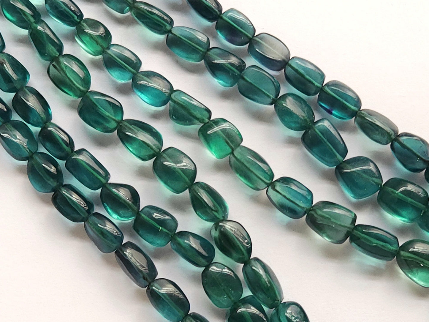 Natural Greenish Blue Fluorite Smooth Tumble / Nuggets Shape Beads