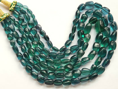 Natural Greenish Blue Fluorite Smooth Tumble / Nuggets Shape Beads
