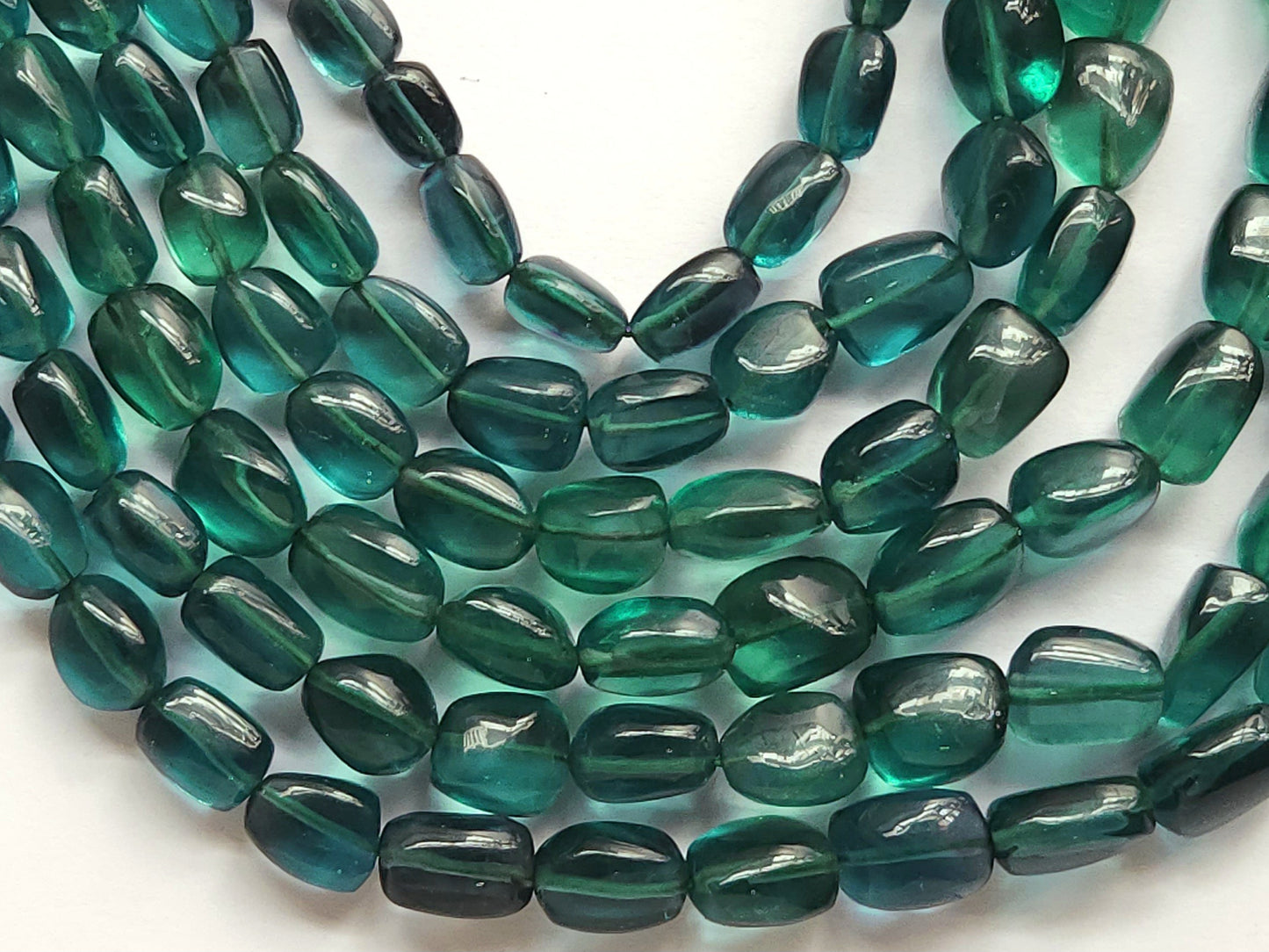Natural Greenish Blue Fluorite Smooth Tumble / Nuggets Shape Beads