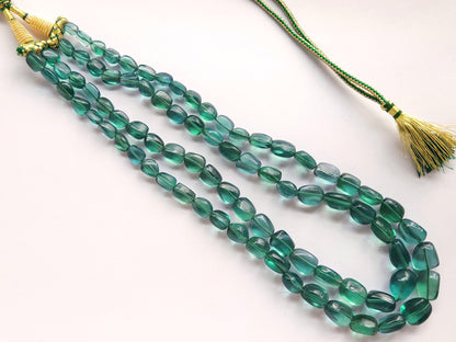 Natural Greenish Blue Fluorite Smooth Tumble / Nuggets Shape Beads
