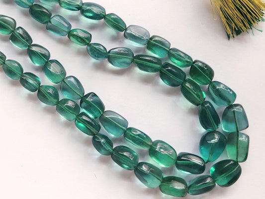 Natural Greenish Blue Fluorite Smooth Tumble / Nuggets Shape Beads