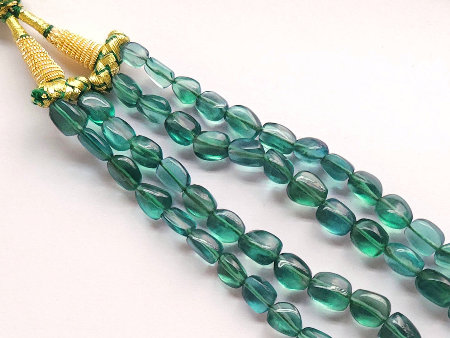 Natural Greenish Blue Fluorite Smooth Tumble / Nuggets Shape Beads