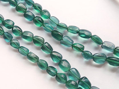 Natural Greenish Blue Fluorite Smooth Tumble / Nuggets Shape Beads