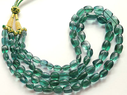 Natural Greenish Blue Fluorite Smooth Tumble / Nuggets Shape Beads