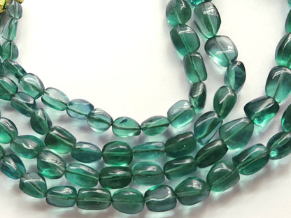 Natural Greenish Blue Fluorite Smooth Tumble / Nuggets Shape Beads