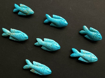 Natural Arizona Turquoise Gemstone Hand-Carved Fishes