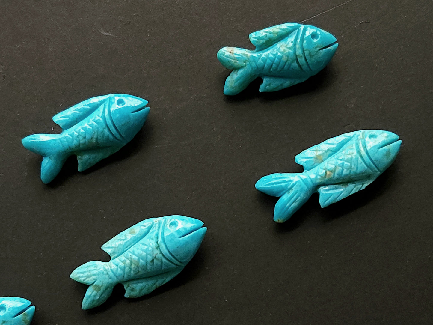 Natural Arizona Turquoise Gemstone Hand-Carved Fishes