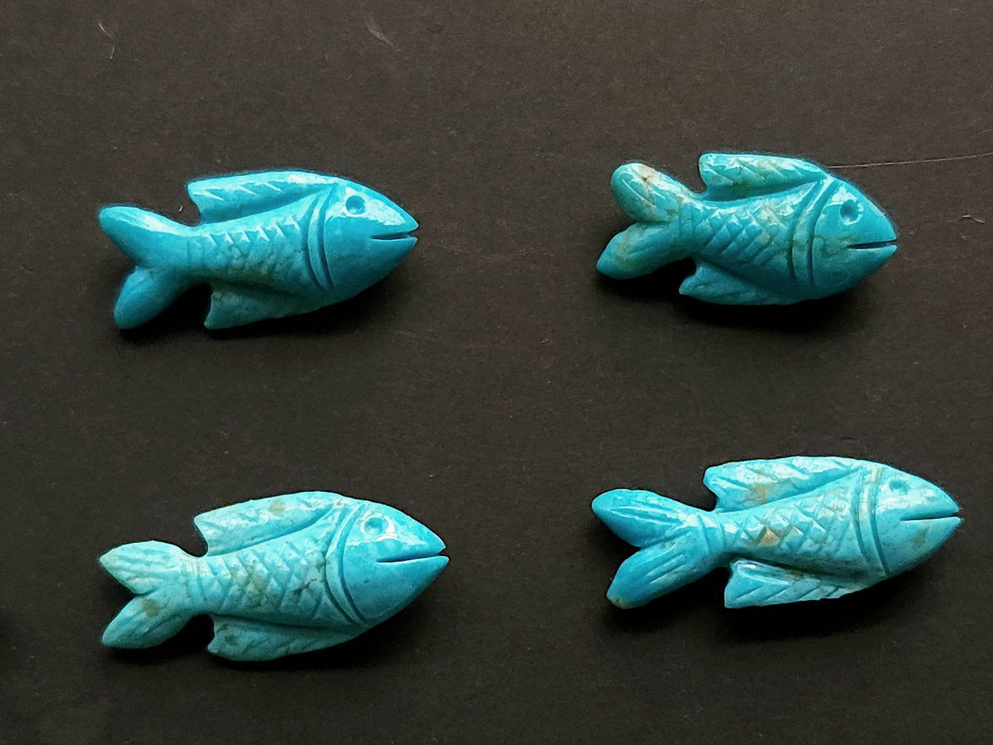 Natural Arizona Turquoise Gemstone Hand-Carved Fishes