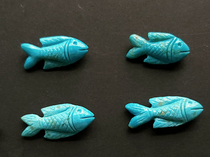 Natural Arizona Turquoise Gemstone Hand-Carved Fishes
