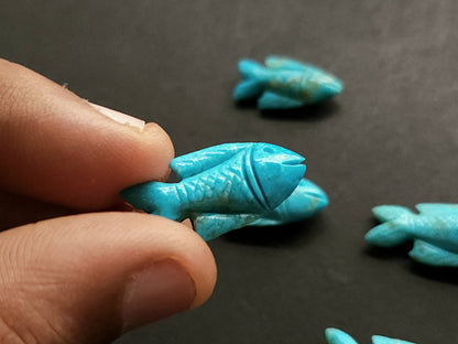 Natural Arizona Turquoise Gemstone Hand-Carved Fishes