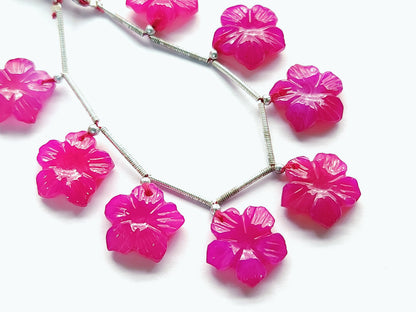 Hot Pink Chalcedony Flower Carving