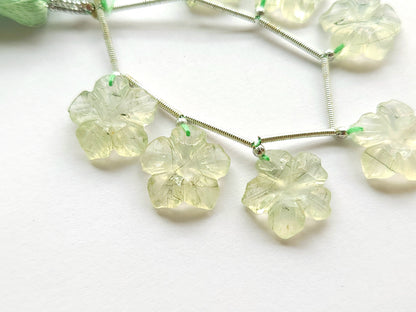 Natural Prehnite Gemstone Carved Flower Beads