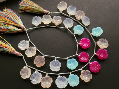 Mix Onyx Flower Carving Beads