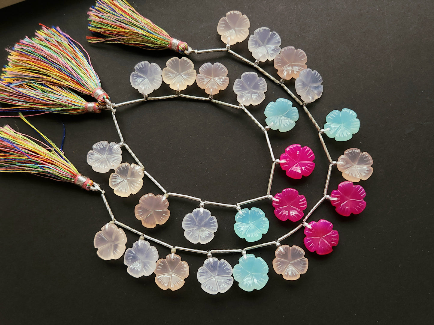 Mix Onyx Flower Carving Beads