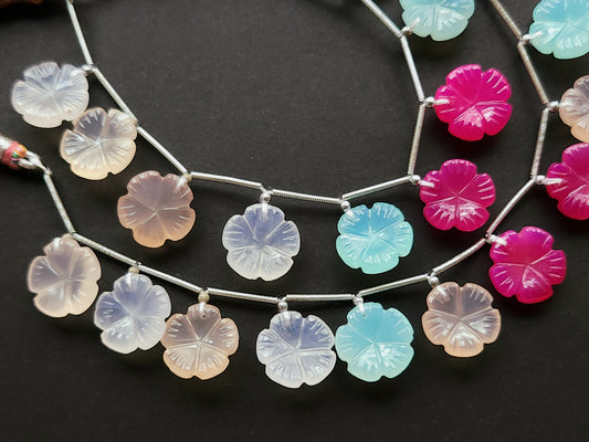 Mix Onyx Flower Carving Beads